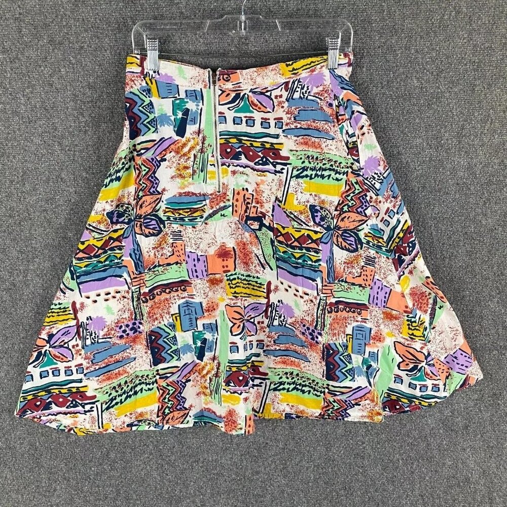 Sugarhill Brighton Skirt Women's 8 Abstract Multicolor Artwork‎ A-Line Cotton